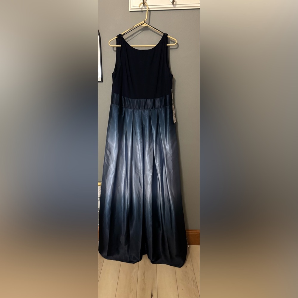 SLNY Blue Gray Midi Pleated Dress